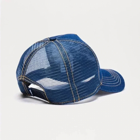 NEW Von Dutch Y2k Dark Denim Dark Stone Rhinestone Denim Trucker Hat main image 2